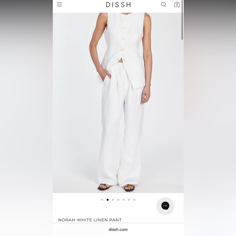 DISSH White Wide Leg Pants with High-Waist Design
Norah white linen pants